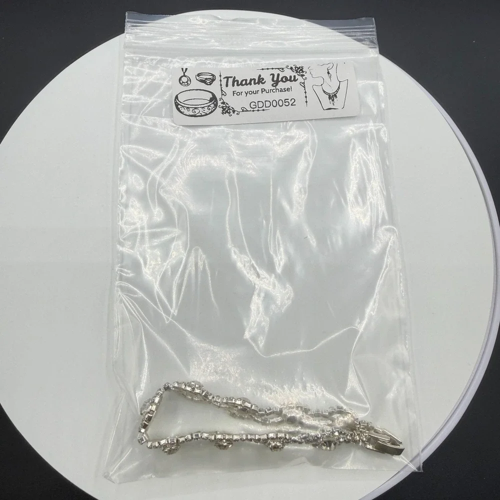 Clear Rhinestone Silver Tone Floral Link Bracelet Bridal Statement Jewelry Gift